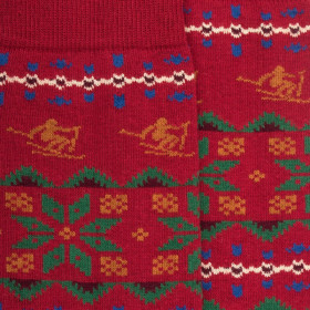 Chaussettes homme en coton à motif de Noël - Rouge pommard | Doré Doré