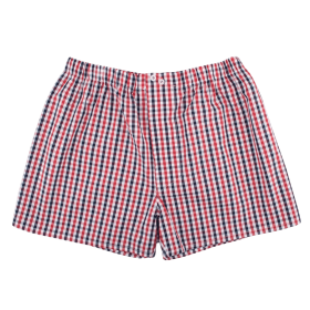 Caleçon homme en coton à motif - Bleu marine foncé & rouge pommard | Doré Doré