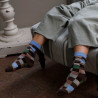 Chaussettes enfant échiquier en coton - Bois & bleu macadam | Doré Doré