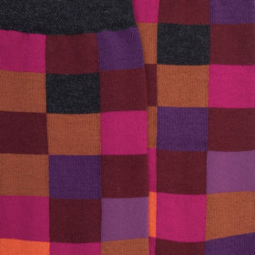 Chaussettes femme échiqiuer en coton égyptien - Aubergine & Gris anthracite | Doré Doré