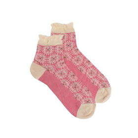 Socquettes pour femmes en viscose motif Liberty - Vanille | Doré Doré