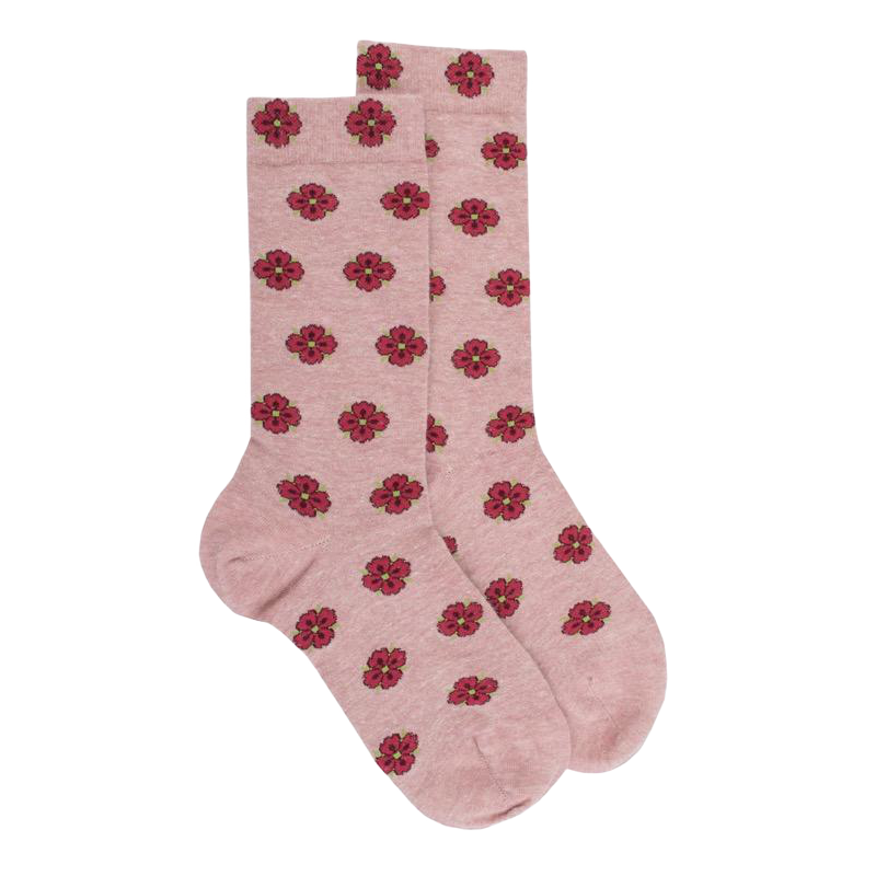 Chaussettes femme en angora à motifs fleurs - Provence | Doré Doré