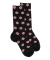 Chaussettes femme en angora à motifs fleurs - Noir