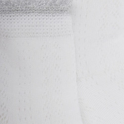 Socquettes enfant ajourées en fil d'Ecosse avec bord-côte contrasté effet lurex - Col: blanc | Doré Doré