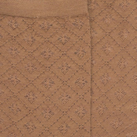 Chaussettes en laine avec losanges ajourés -Camel | Doré Doré