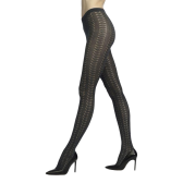 Collants en coton ajouré avec motifs chevron - Gris | Doré Doré