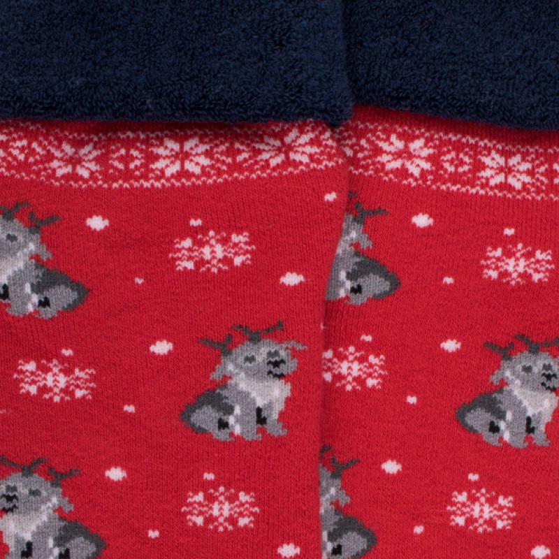Chaussettes anti-dérapantes  fantaisie motifs chien et neige | Doré Doré