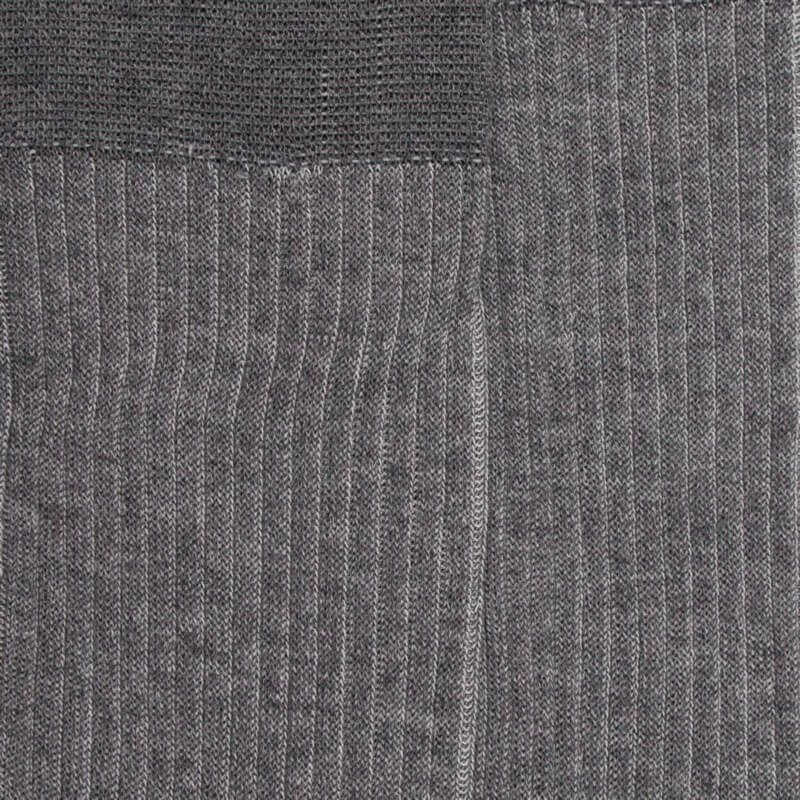 Chaussettes homme à côtes bicolores en fil d'Écosse - Gris Bourrasque & Blanc Givre | Doré Doré