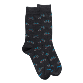 Chaussettes homme en coton à motifs vélos - Gris anthracite | Doré Doré