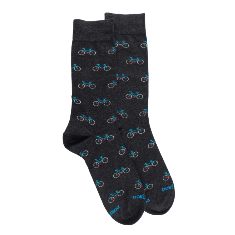 Chaussettes homme en coton à motifs vélos - Gris anthracite | Doré Doré