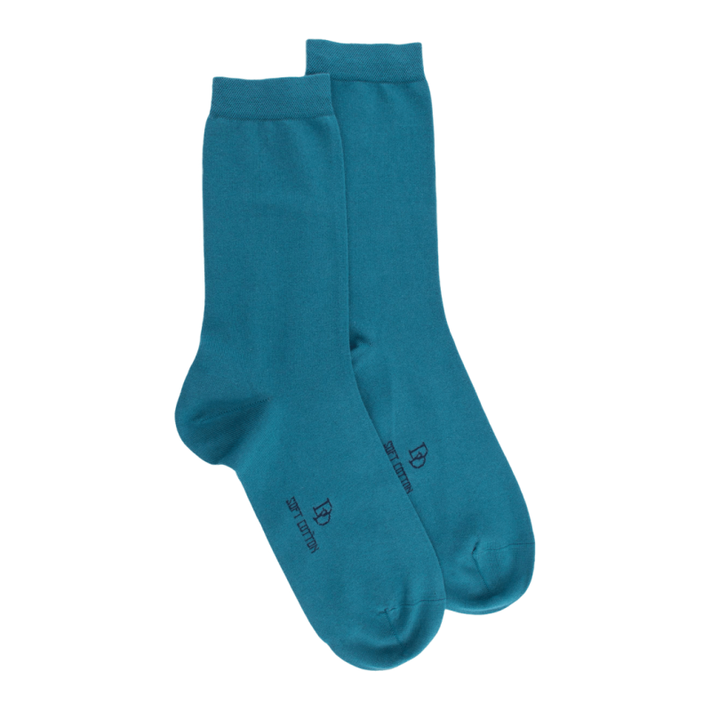 Chaussettes femme fines en coton égyptien - Bleu | Doré Doré