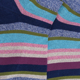 Socquettes enfant à rayures en coton avec effet brillant - Bleu Voilier & Bleu Croisette | Doré Doré