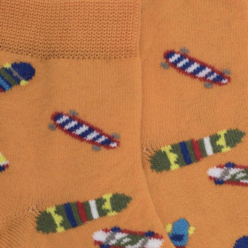 Socquettes enfant en fil d'écosse et motif Skateboard - Orange | Doré Doré