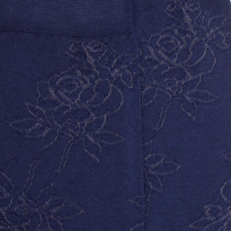 Chaussettes femme en laine avec transparence - Bleu Caban | Doré Doré
