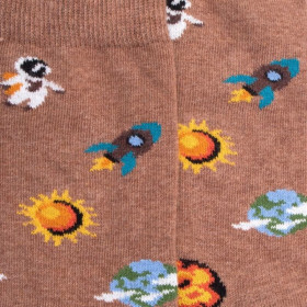 Chaussettes enfant en coton à motif univers - Marron Caille | Doré Doré
