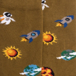 Chaussettes enfant en coton à motif univers - Vert pistache | Doré Doré