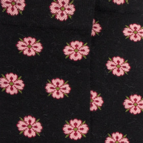 Chaussettes femme en angora à motifs fleurs - Noir | Doré Doré