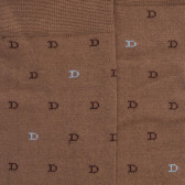 Chaussettes hommes en fil d'Ecosse avec petit motif D en deux couleurs - Marron Caille | Doré Doré