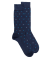 Chaussettes hommes en fil d'Ecosse avec petit motif D en deux couleurs - Bleu Matelot