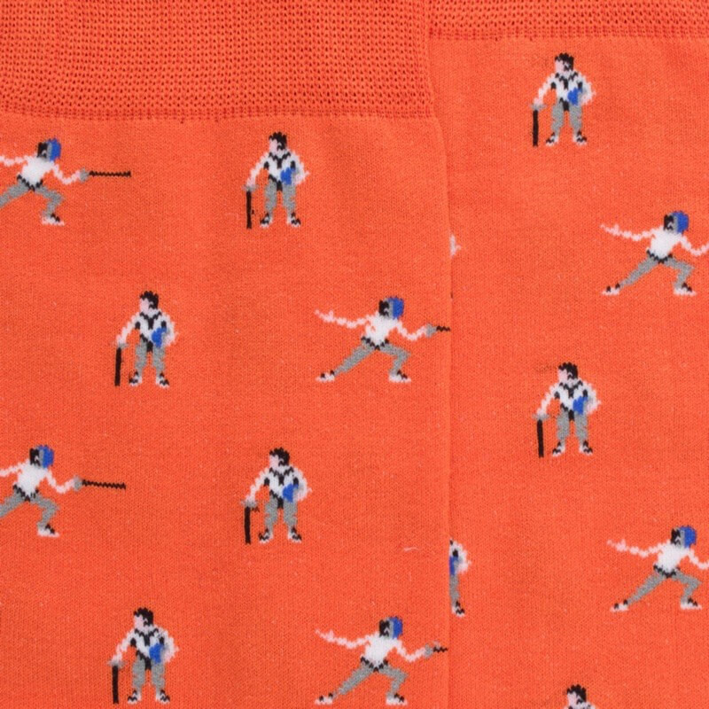 Chaussettes pour hommes en fil d'Ecosse à motifs d'escrime - Abricot | Doré Doré