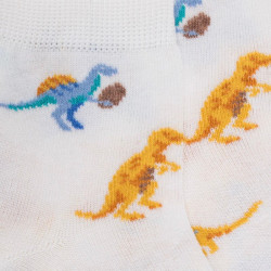 Socquettes courtes pour enfants en fil d'Ecosse à motifs de dinosaures - Blanc | Doré Doré