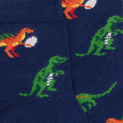 Socquettes courtes pour enfants en fil d'Ecosse à motifs de dinosaures - Bleu Voilier | Doré Doré