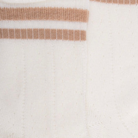 Chaussettes pour enfants ajourées en fil d'Ecosse - Blanc Givre & Beige Sable | Doré Doré