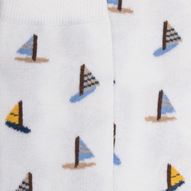 Chaussettes pour enfants en fil d'Ecosse à motifs de voile - Blanc | Doré Doré
