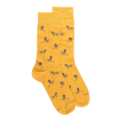 Chaussettes en coton égyptien pour hommes avec motifs de chiens - Jaune Moutarde | Doré Doré