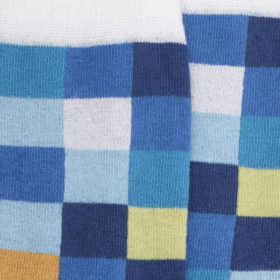 Chaussettes Echiquier multicolore en coton doux - Bord blanc | Doré Doré