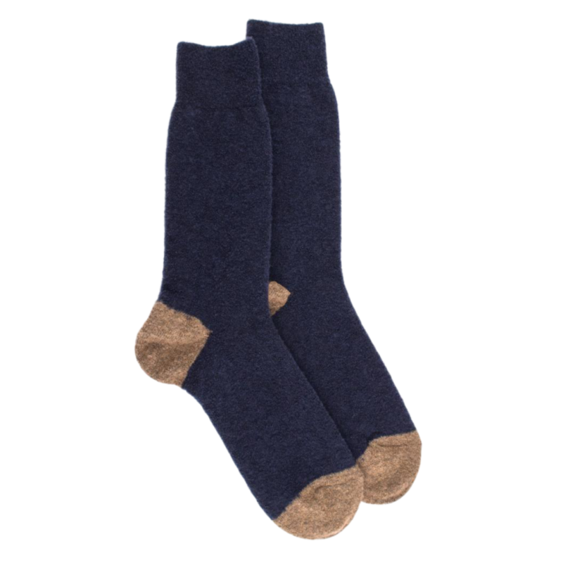 Chaussettes homme en laine polaire - Bleu marine & seigle | Doré Doré