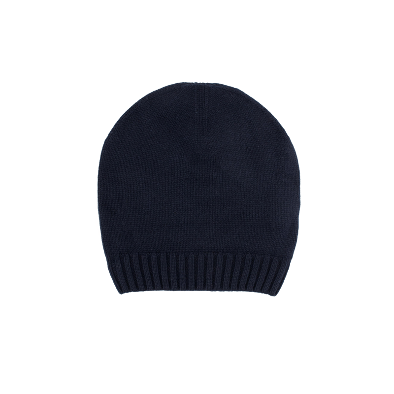 Bonnet en laine mérinos et cachemire - Bleu foncé | Doré Doré