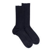 Chaussettes sans bord élastique en coton égyptien - Spécial jambes sensibles - Marine foncé | Doré Doré