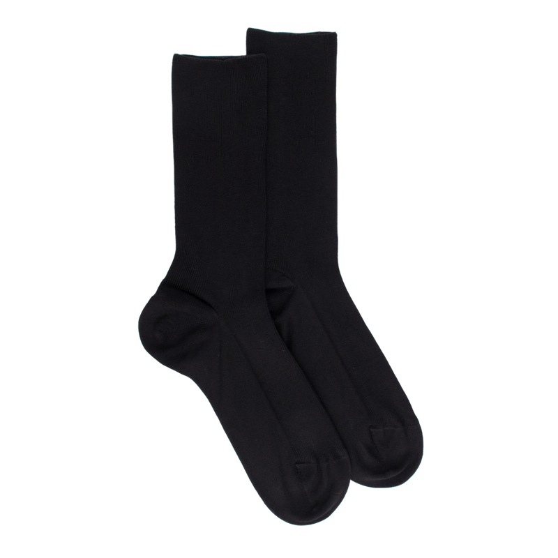Chaussettes sans bord élastique en coton égyptien - Spécial jambes sensibles - Noir | Doré Doré