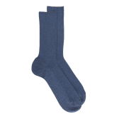 Chaussettes homme jambe sensible sans bord élastique en fil d'Ecosse - Bleu facteur | Doré Doré