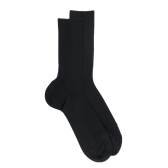 Chaussettes homme jambe sensible sans bord élastique en fil d'Ecosse - Noir | Doré Doré
