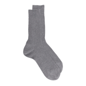 Chaussettes Homme côtelées en pur fil d'Ecosse - Gris moyen | Doré Doré