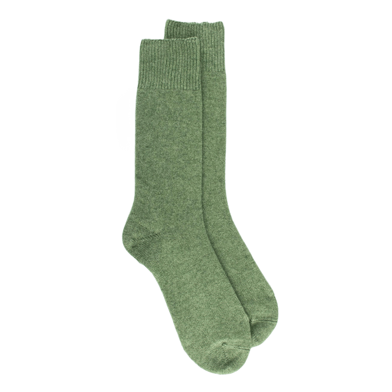 Chaussettes homme en laine et cachemire - Vert tremble | Doré Doré