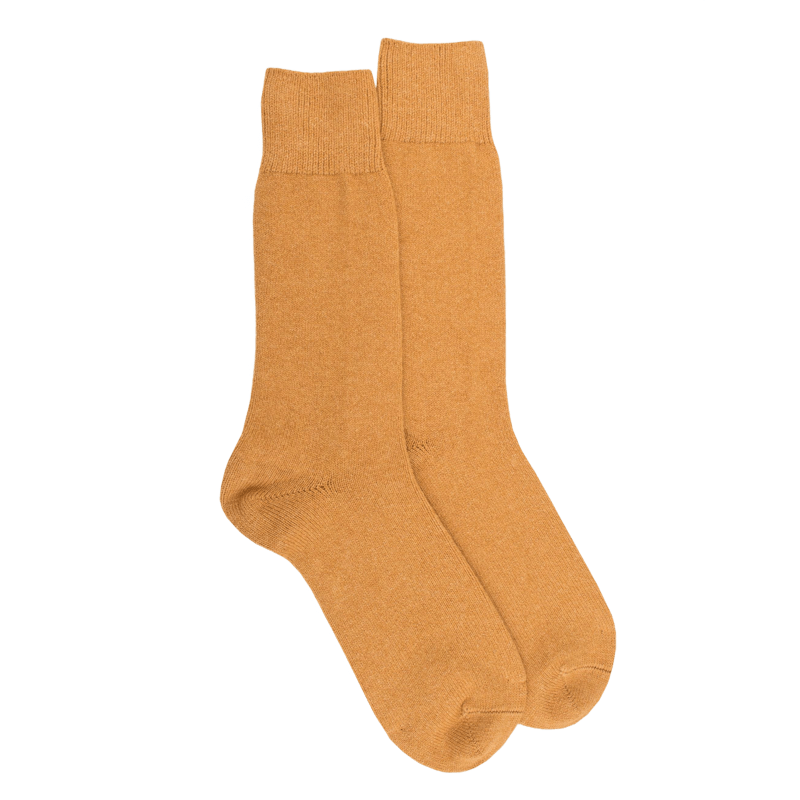 Chaussettes homme en laine et cachemire - Safran | Doré Doré