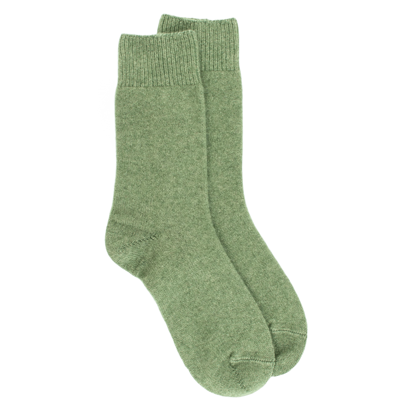 Chaussettes femme en laine et cachemire - Vert tremble | Doré Doré