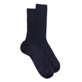 Chaussettes homme en 100% laine fine mérinos côtelées - Bleu foncé | Doré Doré