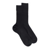 Chaussettes homme en 100% laine fine mérinos côtelées - Noir | Doré Doré