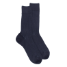 Chaussettes côtelé bicolores homme en laine et coton doux - Bleu marine