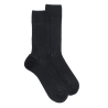 Chaussettes côtelé bicolores homme en laine et coton doux - Noir | Doré Doré