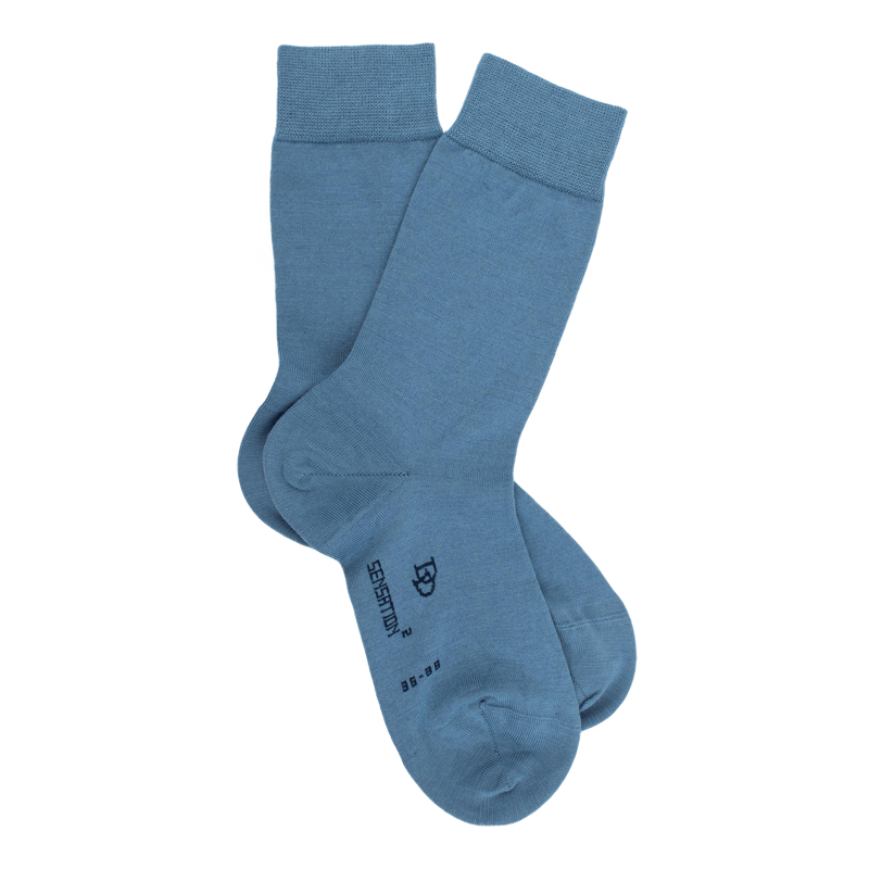 Chaussettes femme en laine et coton  - Bleu Macadam | Doré Doré