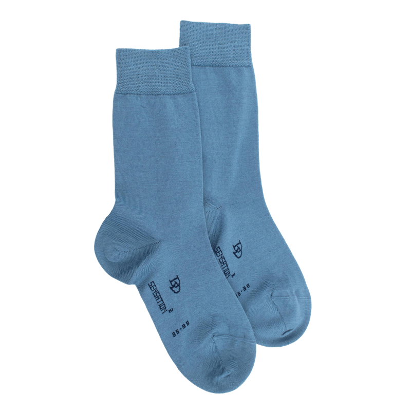 Chaussettes femme en laine et coton  - Bleu Macadam | Doré Doré