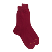 Chaussettes homme luxe en pur fil d'écosse extra fin - Framboise | Doré Doré