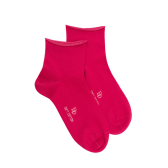 Socquettes avec bord roulé en coton égyptien - Rouge Cerise | Doré Doré