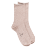 Chaussettes femme en coton doux avec bords roulés  - Beige