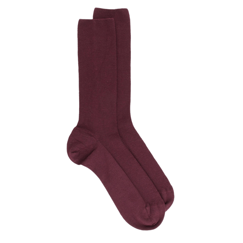 Chaussettes homme spéciales jambes sensibles sans bord élastique en laine - Aubergine | Doré Doré